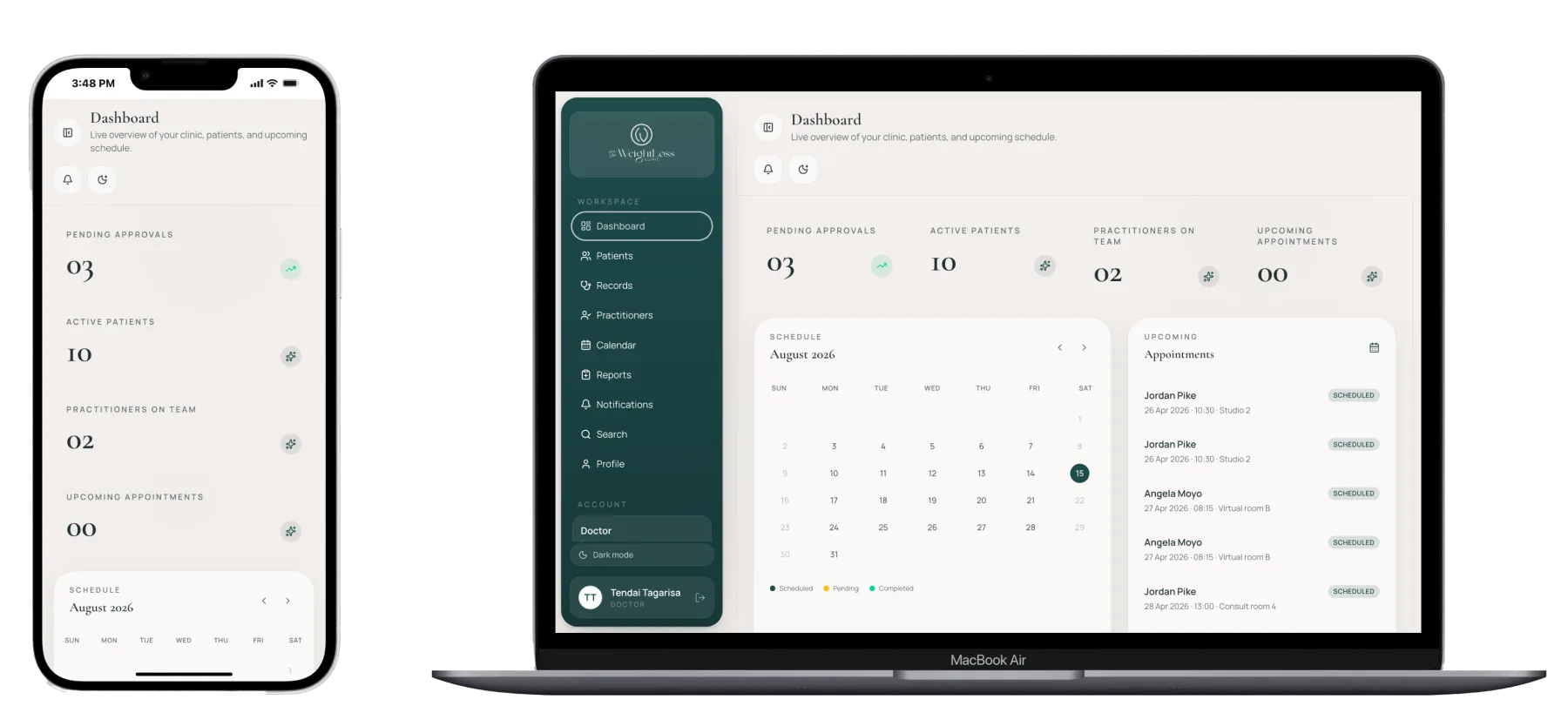 GP Clinic Management interface screenshot