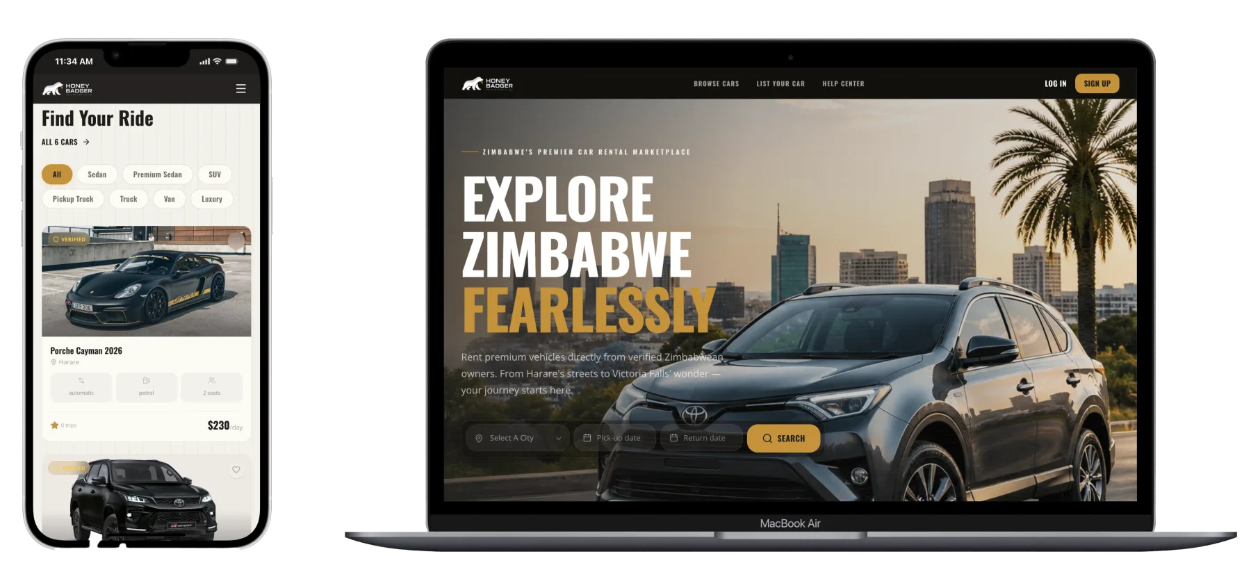 Honey Badger automotive management platform desktop screenshot